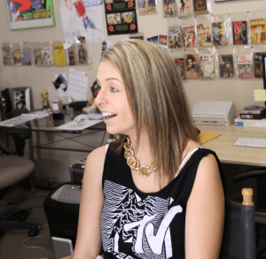 Madelyn in the chair awaiting make-up Photo by Bill Knight