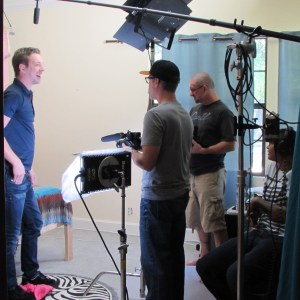 Chatting with Marcus before the scene