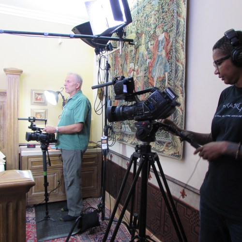 Dan and Sabrina getting set up.